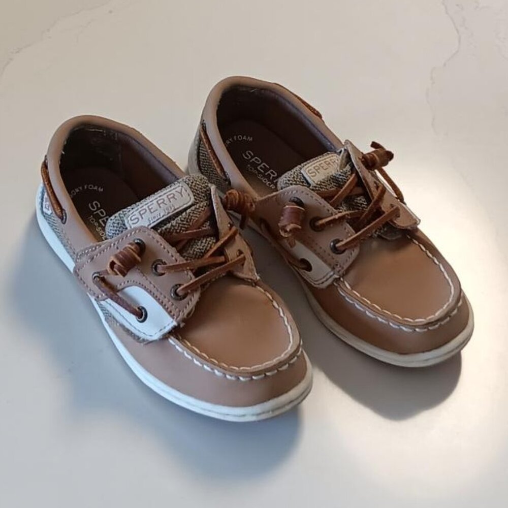 SPERRY TOPSIDERS Shoes Kids Shoresider 3-Eye Tan Size 12W